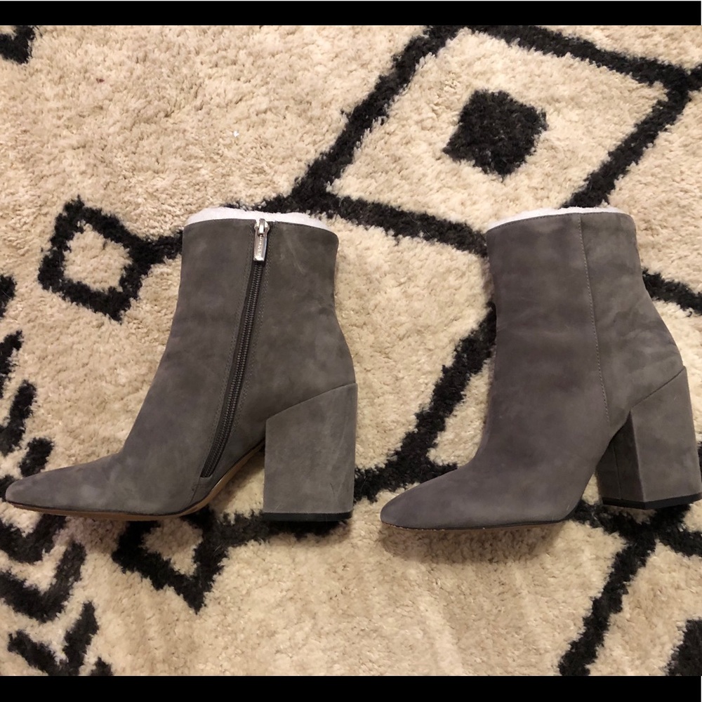 Gray suede booties